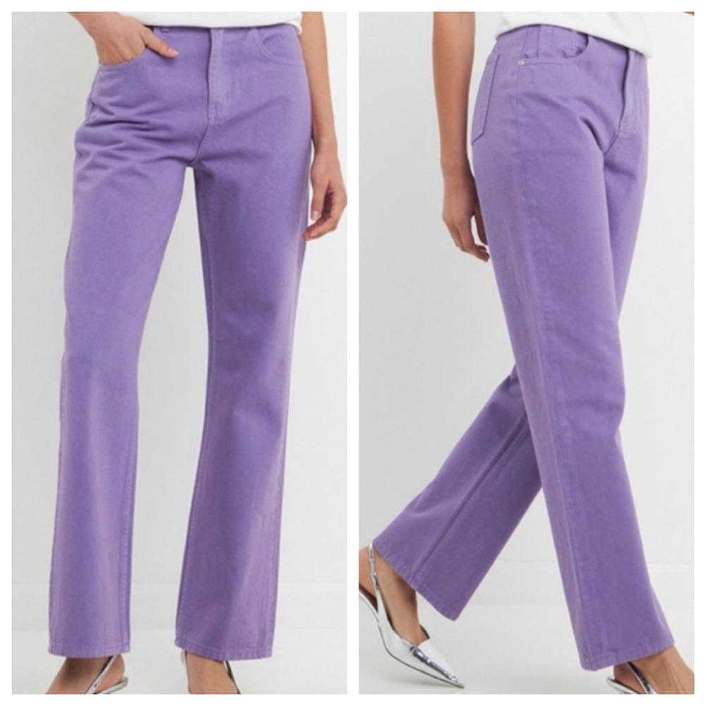 Grey Lab Los Angeles Lavender Purple Wide Leg Jeans Large High Rise